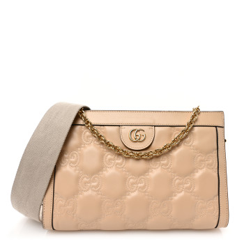 GUCCI Calfskin GG Matelasse Small Slim Chain Shoulder Bag Naturale