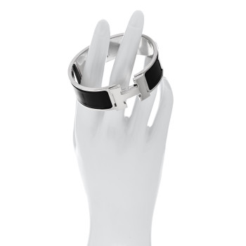 HERMES Enamel Wide Clic Clac H Bracelet GM Black