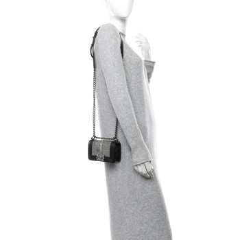 CHANEL Galuchat Stingray Mini Boy Flap Black Silver
