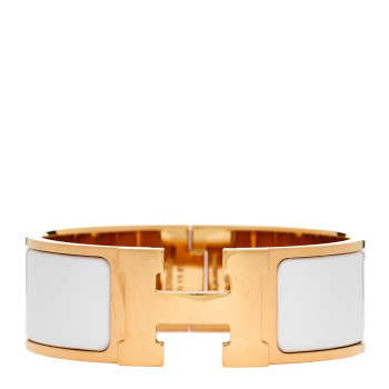 HERMES Enamel Wide Clic Clac H Bracelet PM White