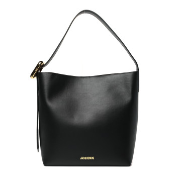 JACQUEMUS Calfskin Le Regalo Shoulder Bag Black