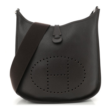 HERMES Taurillon Clemence Evelyne II PM Chocolate