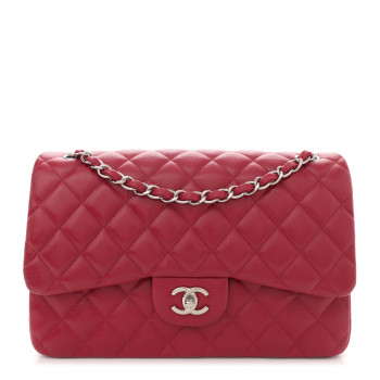 Caviar Quilted Jumbo Double Flap Dark Pink
