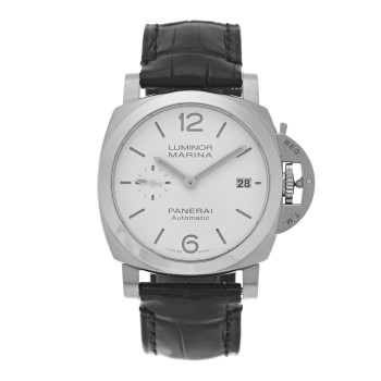 PANERAI Stainless Steel Alligator 40mm Luminor Quaranta Automatic Watch White PAM01371