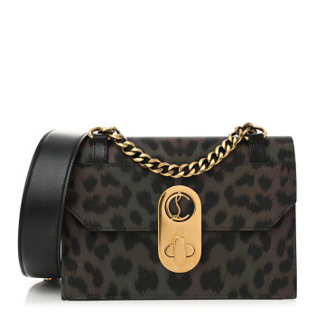 CHRISTIAN LOUBOUTIN Nylon Reflex Calfskin Leopard Elisa Baguette Multicolor Black