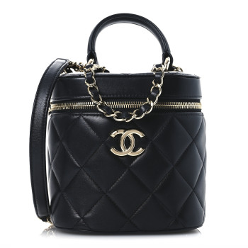 CHANEL Lambskin Quilted Trendy Vanity Case Black