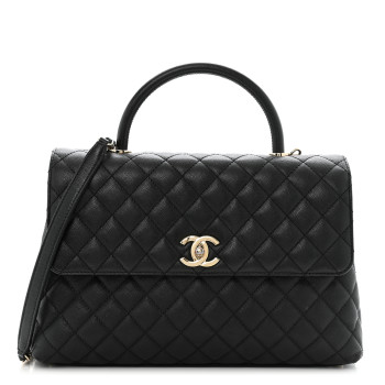 CHANEL Caviar Quilted Medium Coco Handle Flap Black
