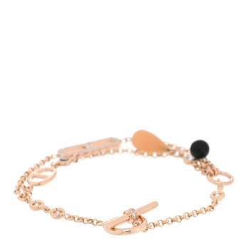 HERMES 18K Rose Gold Diamond Pink Opal Onyx Black Spinel Chaos Bracelet SH