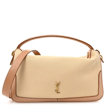 SAINT LAURENT Canvas Calfskin Camera Supple Bag Avorio Vintage Brown