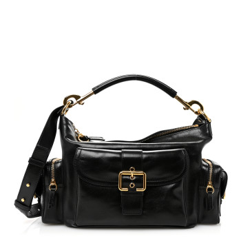 CHLOE Shiny Calfskin Medium Double Carrry Camera Bag Black