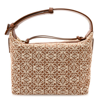 LOEWE Jacquard Anagram Calfskin Small Cubi Bag Tan Pecan