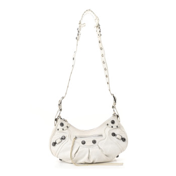 BALENCIAGA Agneau Arena Small Le Cagole Shoulder Bag Optic White