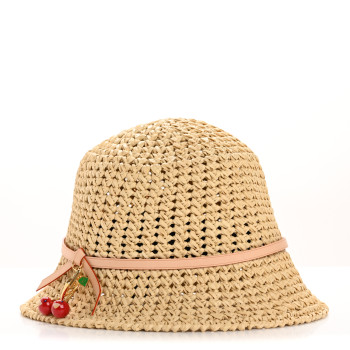 LOUIS VUITTON LV X TM Raffia Cerise Charms Woven Hat S Natural