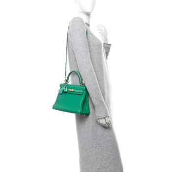 HERMES Togo Lizard Kelly Retourne Touch 25 Menthe