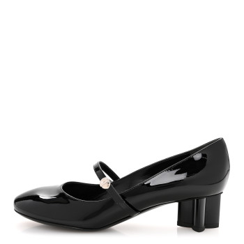 LOUIS VUITTON Patent Uniformes Silhouette 40mm Pumps 37 Black