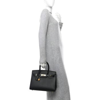 HERMES Madame Calfskin Birkin Sellier 30 Black