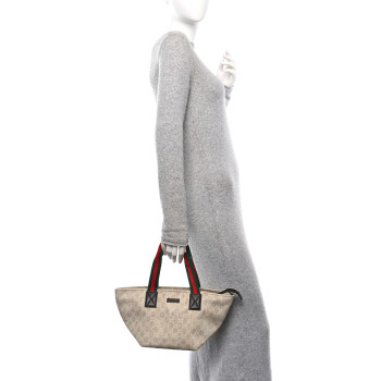 GUCCI GG Monogram Mini Web Handle Bucket Tote Ivory