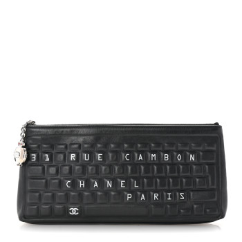 CHANEL Metallic Calfskin Keyboard Pouch Black