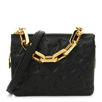 LOUIS VUITTON Lambskin Embossed Monogram Coussin BB Black