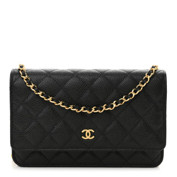 CHANEL Caviar Quilted Wallet on Chain WOC Black