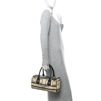 CHANEL Coated Canvas Le Train Boston Bag Black