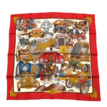 HERMES Silk Automobile Scarf 90