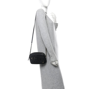 CHANEL Lambskin Quilted Medium Buckle Camera Case Bag Black