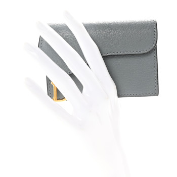 CHRISTIAN DIOR Goatskin Saddle Card Holder Sky Blue