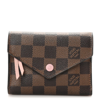 LOUIS VUITTON Damier Ebene Victorine Wallet Rose Ballerine