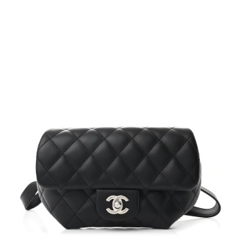 CHANEL Calfskin Quilted CC Uniform Flap Belt Bag Black