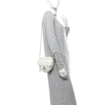 CHANEL Lambskin Quilted CC In Love Heart Bag White