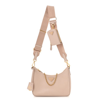 PRADA Saffiano Re-Edition 2005 Shoulder Bag Cammeo Beige