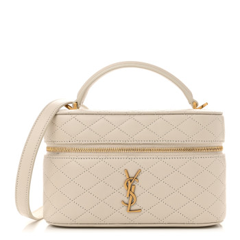SAINT LAURENT Lambskin Quilted Mini Gaby Vanity Crema Soft