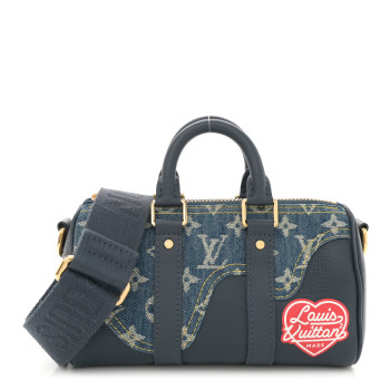 LOUIS VUITTON X NIGO Taurillon Monogram Denim Drip Keepall XS Blue