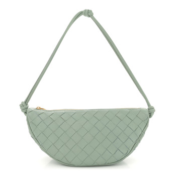 BOTTEGA VENETA Nappa Intrecciato Half Moon Pouch On Strap Sauge