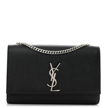 SAINT LAURENT Grain De Poudre Medium Classic Monogram Kate Satchel Black