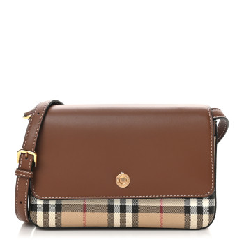 BURBERRY Calfskin Vintage Check Penny Bag Archive Beige Tan