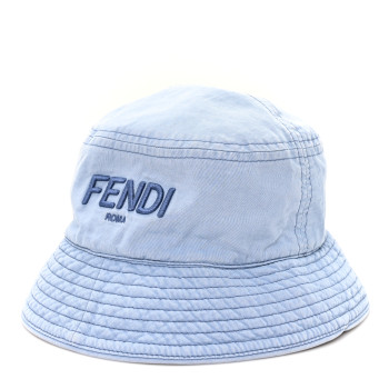 FENDI Woven Fabric Logo Bucket Hat M Celeste