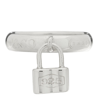 TIFFANY Sterling Silver 1837 Lock Charm Ring 49 5