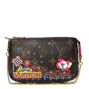 LOUIS VUITTON Monogram 2020 Christmas Animation Roller Coaster Mini Pochette Accessories Pivoine