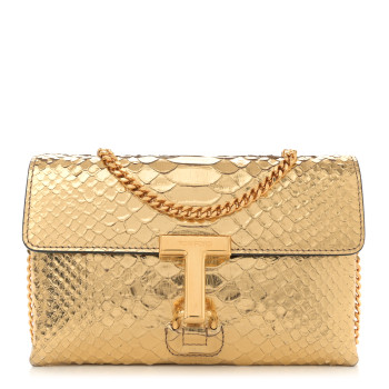 TOM FORD Laminated Snakeskin Embossed Mini Monarch Bag Dark Gold