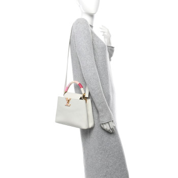 LOUIS VUITTON Taurillon Lambskin Calfskin Capucines BB Snow White
