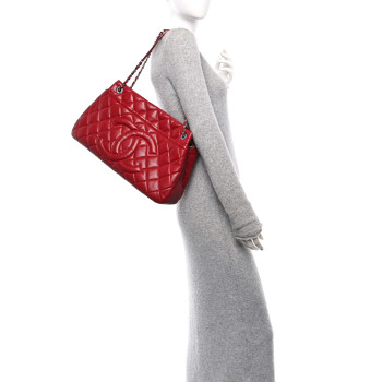 CHANEL Caviar Quilted Timeless CC Soft Tote Red