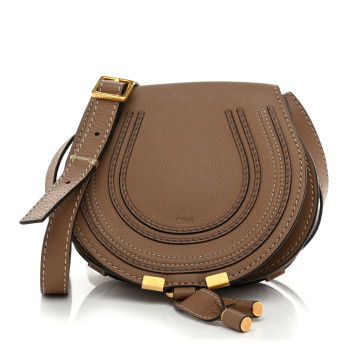 CHLOE Calfskin Mini Marcie Round Crossbody Bag Nut