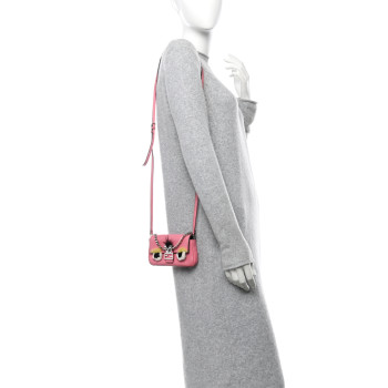 FENDI Nappa Rabbit Fox Fur Micro Buggie Baguette Rosa Fluo Multicolor