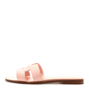 HERMES Epsom Oran Sandals 37 Rose Pale