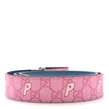 GUCCI X PALACE GG Supreme Monogram Palace Textured Dollar Calfskin Square G Reversible Belt 90 36 Pink Pale Rose Palace Pale Blue