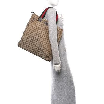 GUCCI GG Monogram Large Web Handle Vertical Tote Dark Brown