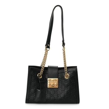 GUCCI Guccissima Small Padlock Tote Black