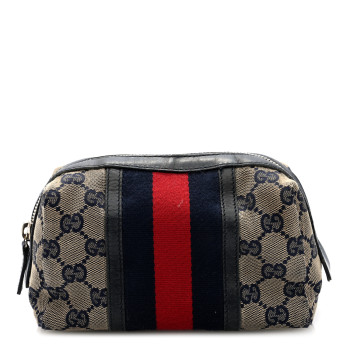 GUCCI Monogram Web Small Cosmetic Case Navy